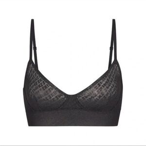 SKIMS Logo Mesh‎ Foil Triangle Bralette in Onyx Small NWOT